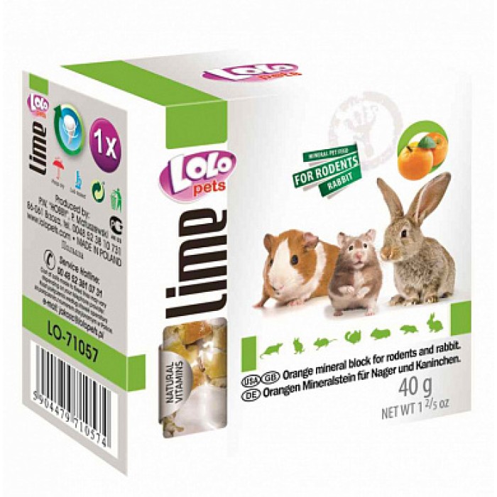 "Lolopets" Мінеральний камінь для гриз. апельсин 40г